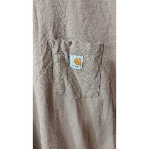 CARHARTT MEN'S SHORT SLEEVE T-SHIRT ORIGINAL FIT MEN'S SZ 2 XL POCKET BIEGE - Picture 2 of 4